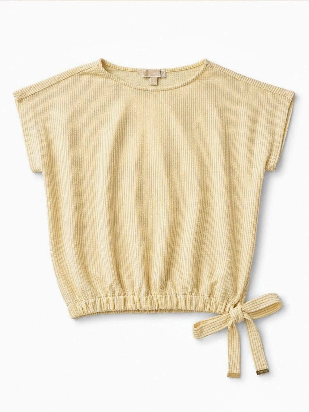 Michael Kors Butter Yellow Side Tie Top โ Y2K Minimalist Feminine Short sleeve